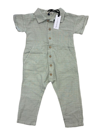 1 + in the Family Jade Green Textured Button Up Jumpsuit, 18 months