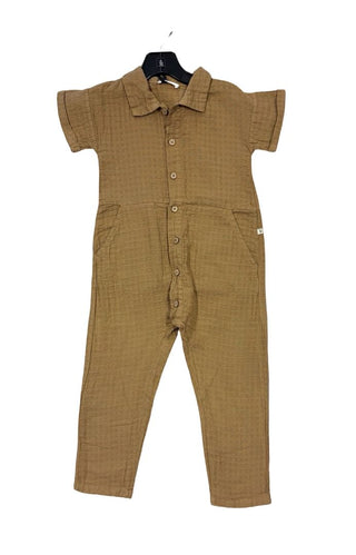 1 + In the Family Brown Textured Button-Up Jumpsuit, 3 years