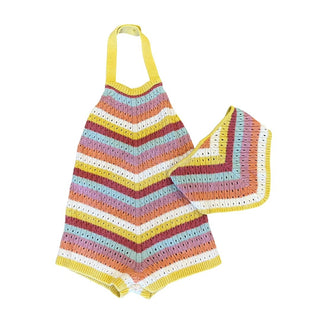 Zara stripped romper w/head wrap, 12-18 months