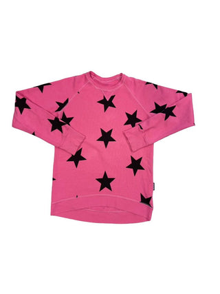 Nununu pink crewneck w/stars, 8-9 years