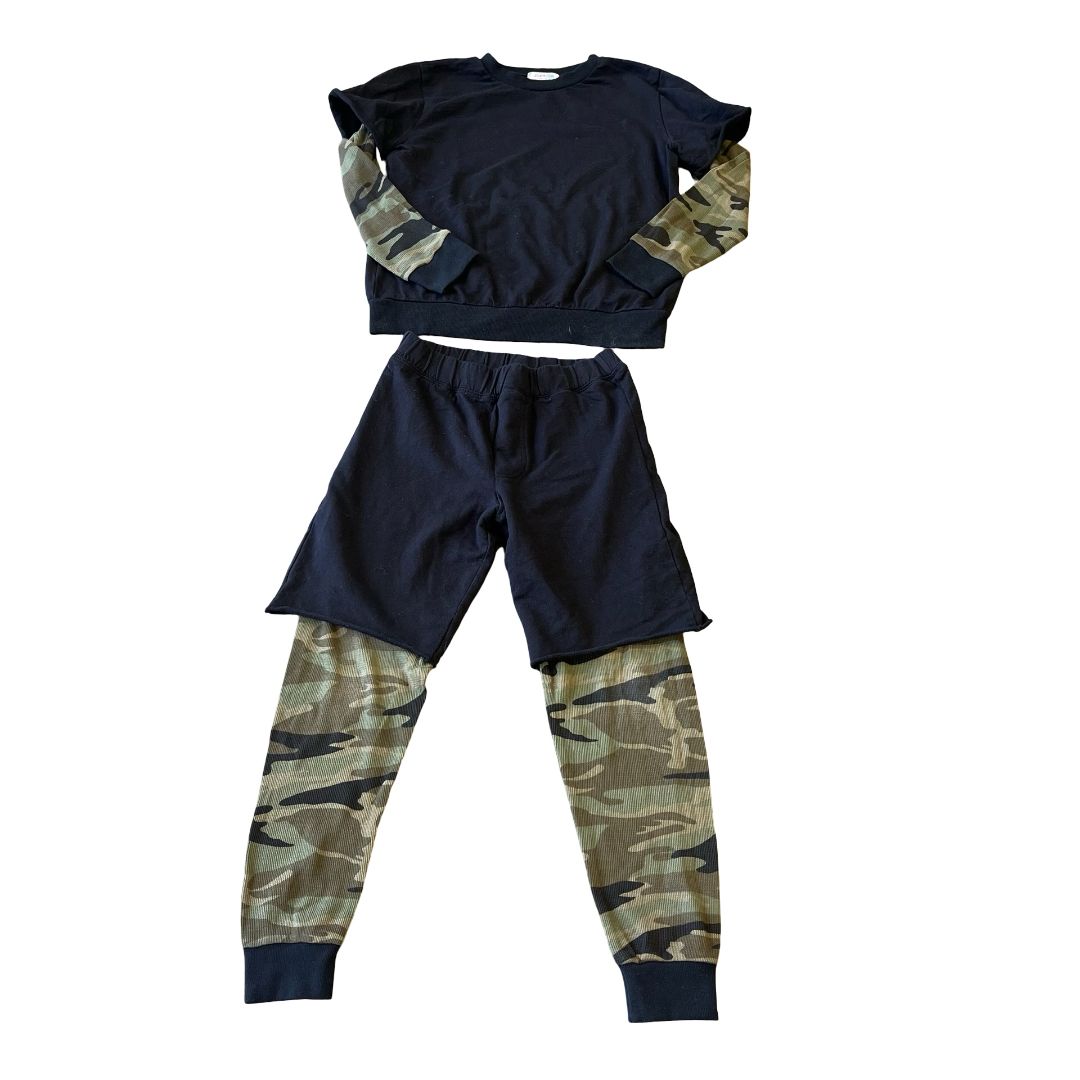 Joah Love camo/black sweattop/pants, 8 years