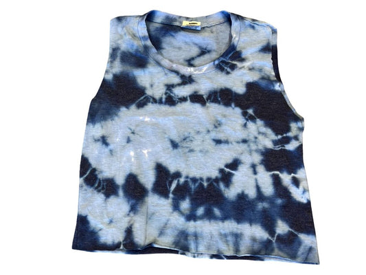 Firehouse blue tie dye tank top, large