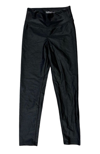 Katie J NYC Shiny Black Leggings, Youth Small