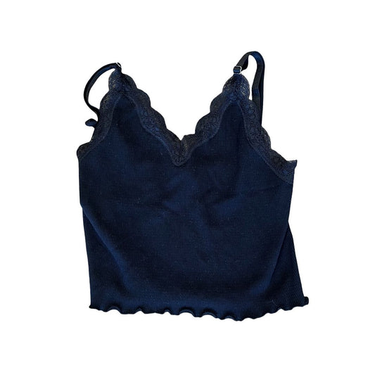 Streetwear Society black lace trim tank top, small