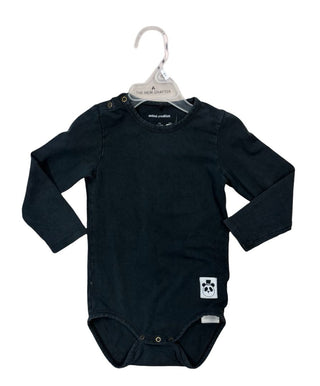 Mini Rodini Black Longsleeve Bodysuit with Panda Patch, 12-18 months