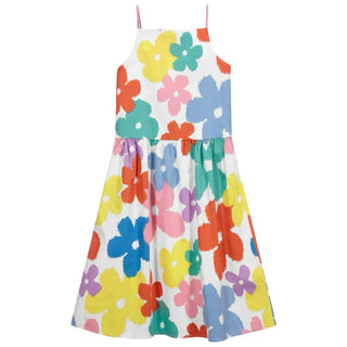 Stella McCartney White Cotton Midi Sundress with Multicolour Floral Print, 8 years