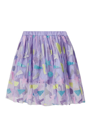 Stella McCartney Purple Tulle Pleated Patterned Skirt, 10 years