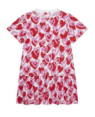 Stella McCartney Heart Print Cotton Dress with a Dropped Waist Ruffled Hem, 10 years