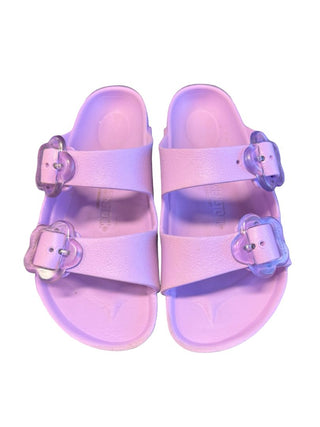 Birkenstock Purple Rubber Sandals with Flower Buckle, 31 eu