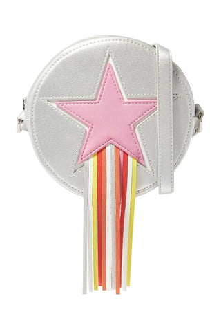 Stella McCartney Silver Star Patch Shoulder Bag with Fringe, o/s