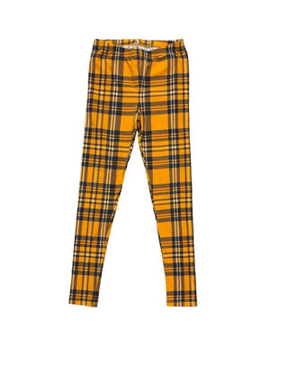 Mini Rodini Yellow and Navy Plaid Leggings, 7-9 years