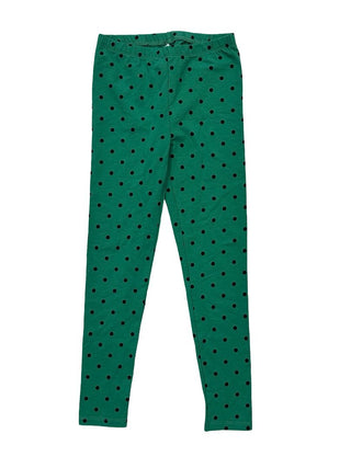 Mini Rodini Green Leggings with Black Polka Dots, 5-7 years