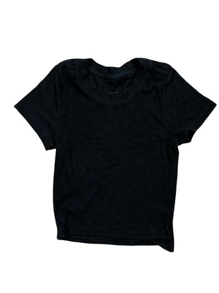 Katie J Crop Black Rib Knit Tee, Small