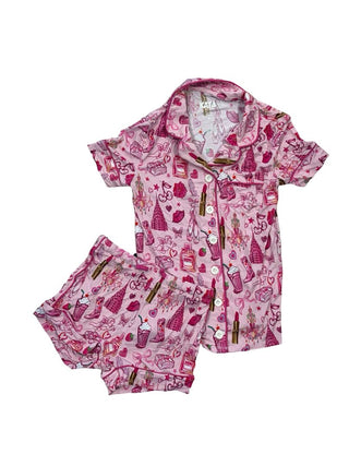 Katie J Pajama Set with Pink Graphics, Youth Medium