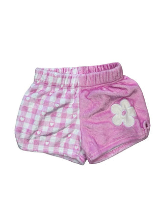 iScream Fuzzy Pink Flower and Gingham Shorts, 6-8 years