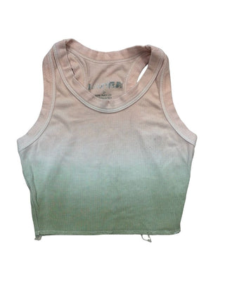 Katie J NYC Ombre Pink and Green Cropped Ribbed Tank, womens small