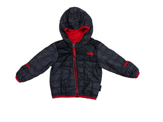 The North Face Snake Print Charcoal and Red Lightweight Puffer Jacket, 12-18 months