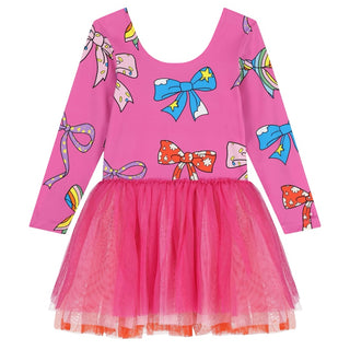 Stella McCartney Pink Bow Print Dress with Tulle Skirt, 8 years
