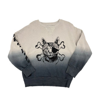 Nununu navy/tan cat sweatshirt, 6-7 years