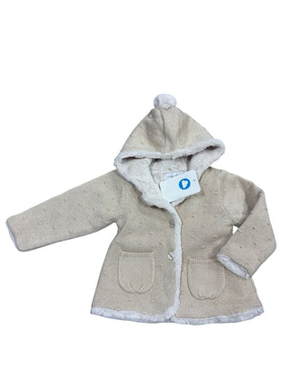 Mayoral Glitter Knit Lined Sweater/Jacket with Pompom Hood, 18 months