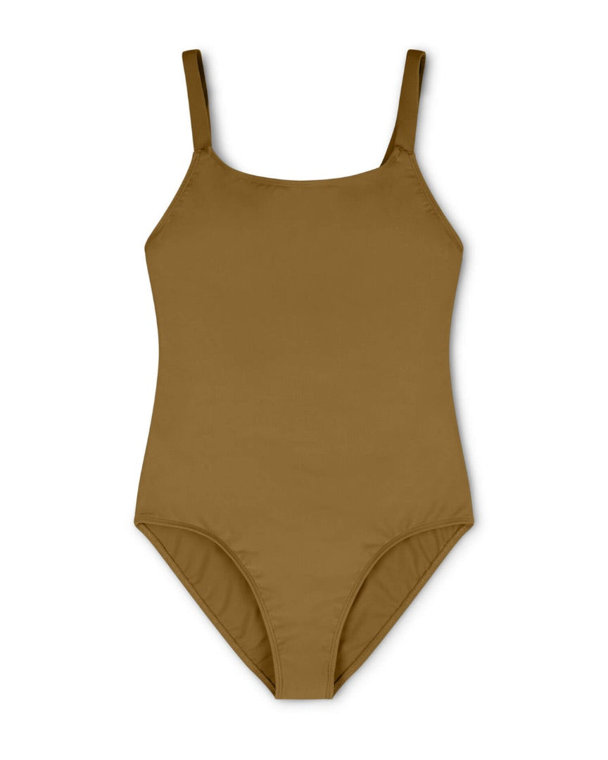 Matona Brown one piece recycled fibre swim suit, 7-8 years