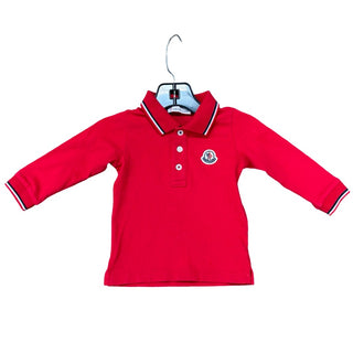 Moncler Red collared long sleeve, 6-9 months