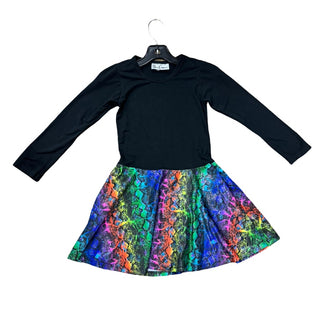 Dori Creations Black w/rainbow snakeskin dress, 6 years