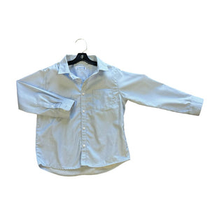 Mayoral White and Blue Striped Button Down LongsleeveShirt, 4 years