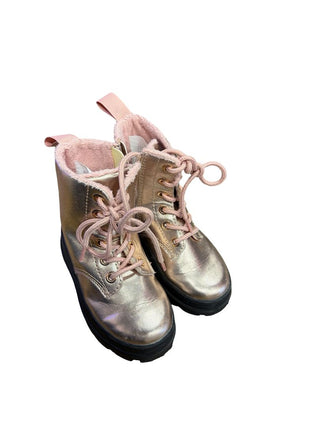 H&M Rose Gold Shiny Side-Zip Booties, 7.5 little kids