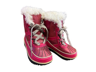 Sorel Pink Glitter Boots with White Fur Lining, 8 little kid