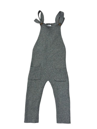 Mebie Baby Grey Rib Knit Overall Jumpsuit, 3-6 months