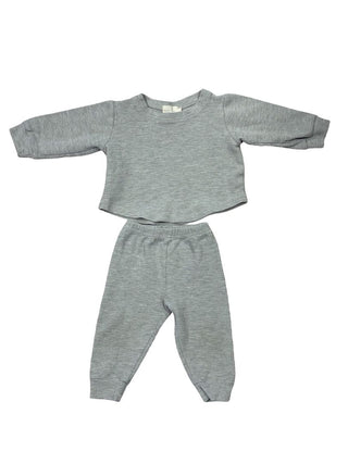Mikki Rae Grey Waffle Knit Set, 12-18 months
