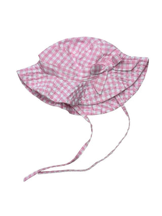 Ralph Lauren Pink Gingham Check Sun Hat with Bow, 0-3 months