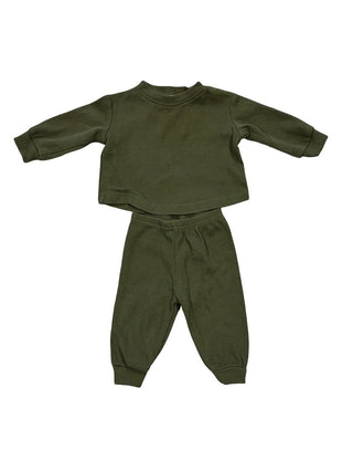 Mikki Rae Green Waffle Knit Set - Hem Stitching Error Reflected in Price, 3-6 months