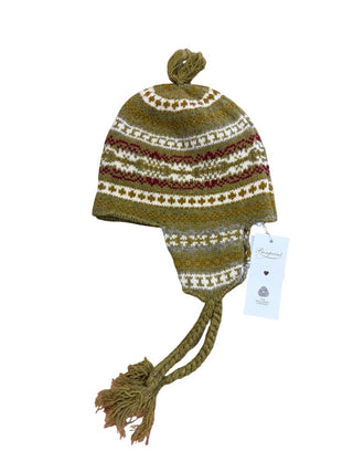 Bonpoint Jacquard Green Knit Hat with Tassel, 3-6 months
