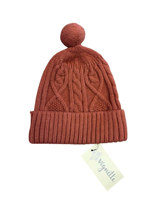 Vignette Burnt Sienna Brown Cable Knit Pompom Hat - New with tags, 0-12 months