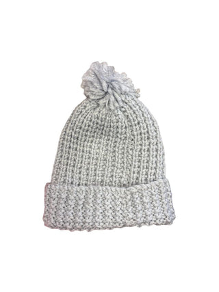 Blue-Grey Knit Pompom Hat, Baby O/S