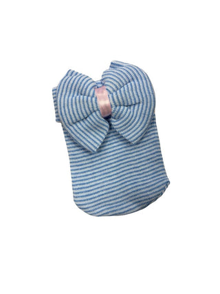 No Name Blue and White Pinstripe Bow Hat - New In Bag, Newborn