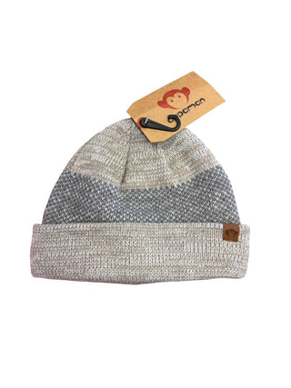 Appaman Fleece Lined Knit Grey and Taupe Hat, small