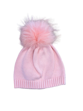 Light Pink Pompom Knit Hat, O/S