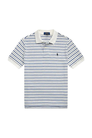Ralph Lauren White with Blue Stripes Collared T-Shirt, 10-12 years
