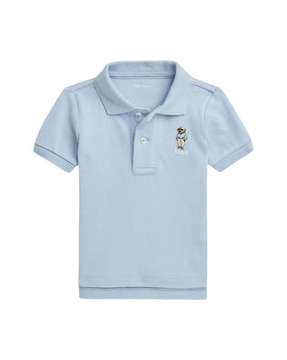 Ralph Lauren Light Blue T-Shirt with Collar and Bear, 10-12 years