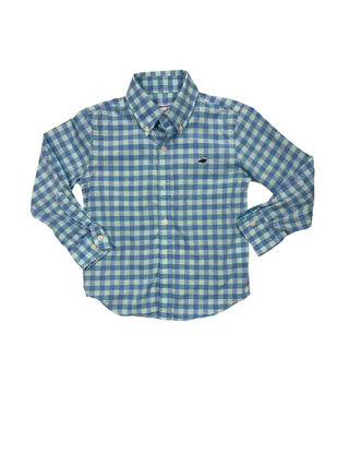 Properly Tied Blue and Teal Gingham Check Button-Down, 3 years