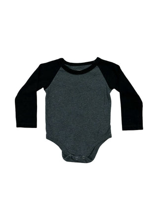 Mini Mioche Grey and Black Baseball Bodysuit, 3-6 months