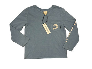 Feather 4 Arrow Blue Longsleeve Tee with Pocket and Sleeve Graphics, 6 years
