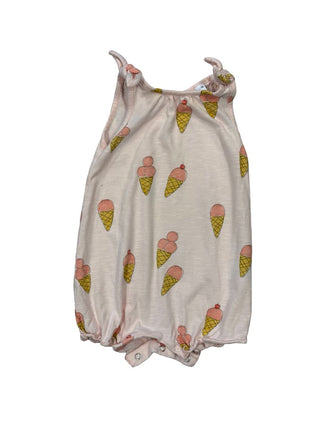 Zara Light Pink Bubble Romper with Ice Cream Pattern, 6-9 months