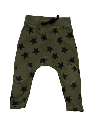 Castro Green pants with Black Stars and Knee Patches, 18-24 months