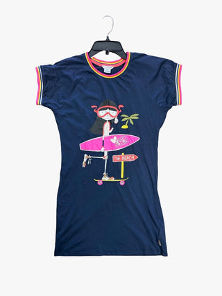 Little Marc Jacobs Blue Dress with Striped Trim and Skater/Surf Graphic Dress, 12 years