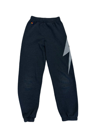 Aviator Nation Grey Sweatpants with White Lightning Bolt on Leg, 10 years