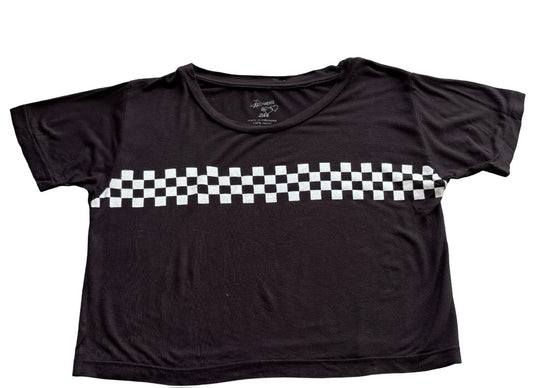 Flowers by Zoe Black checkered tshirt, large